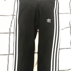 Adidas 3 stripe black leggings